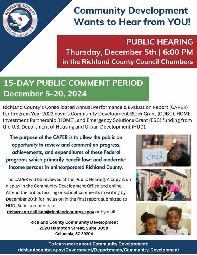 Public Hearing: Richland County's CAPER for 2023