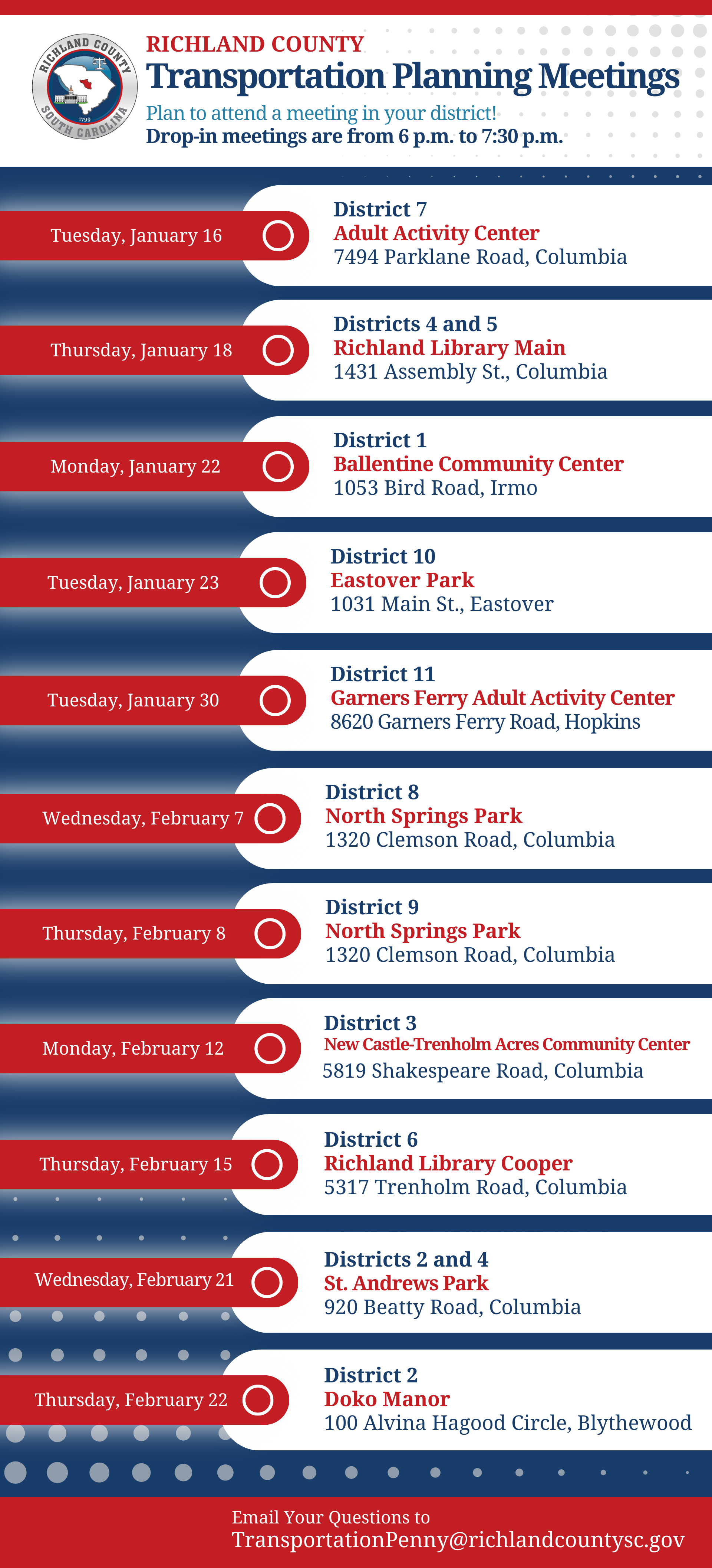Transportation Planning Meetings schedule