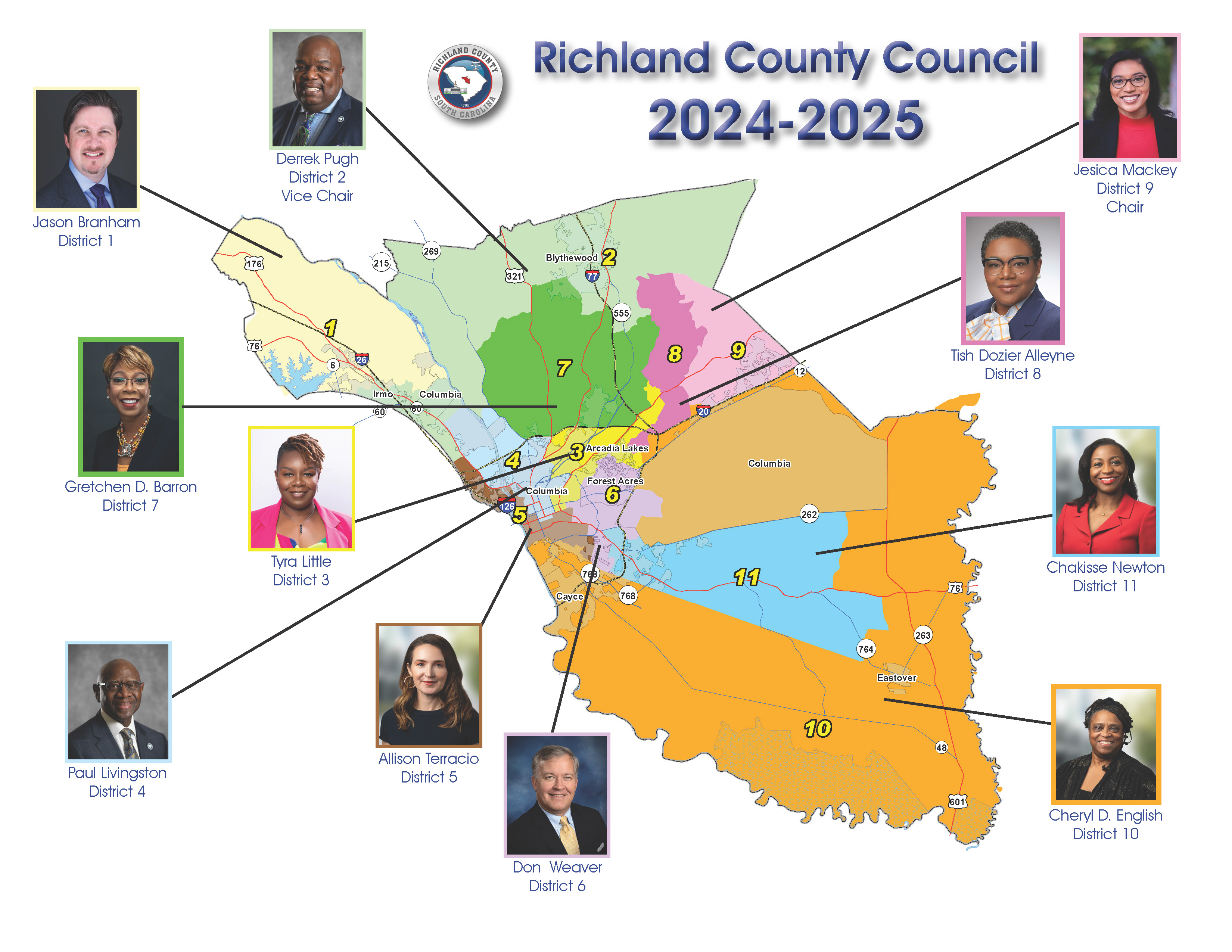 Richland County Council - District Map for 2024-2025