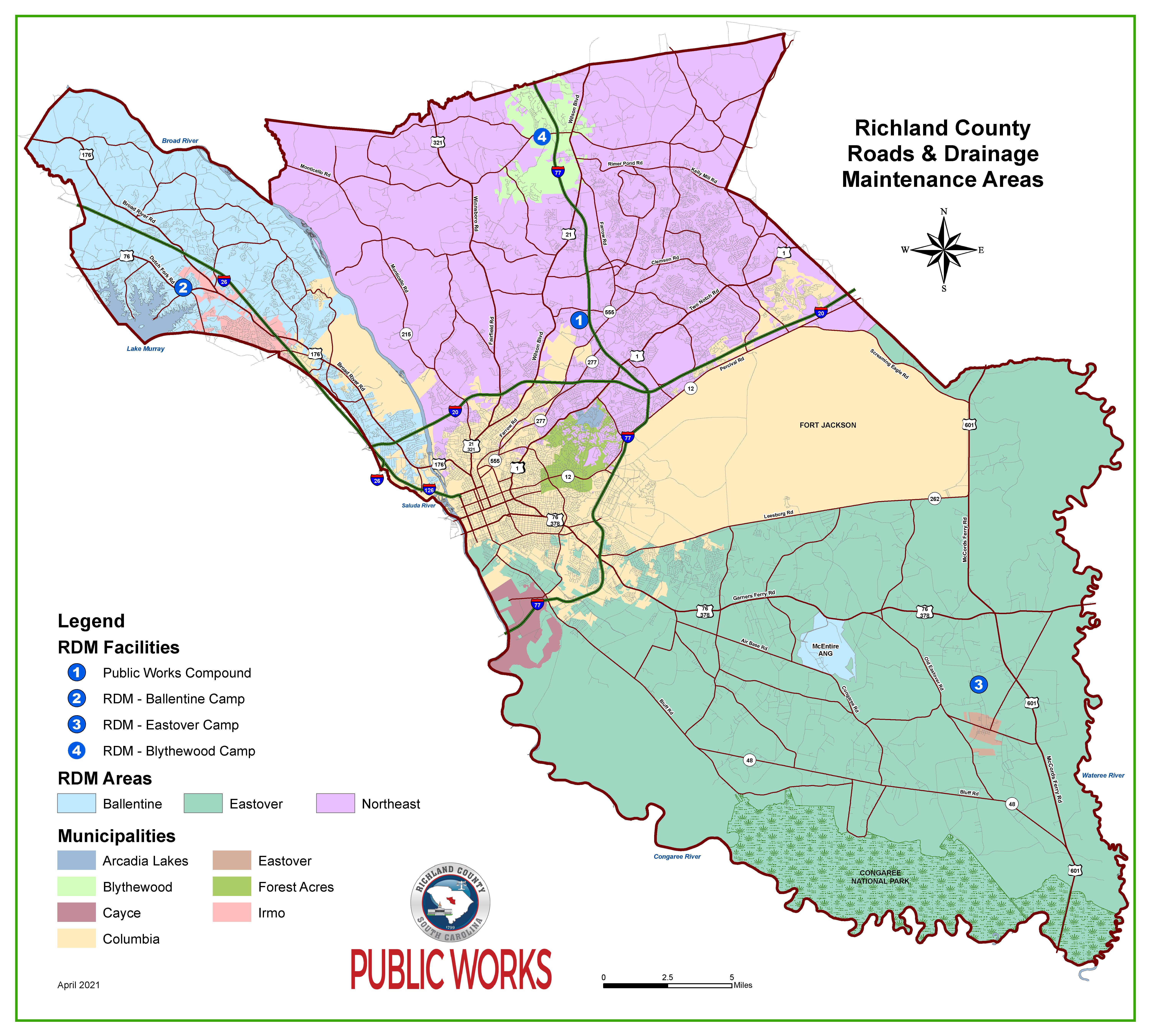Richland County Roads & Drainage Maintenance Areas